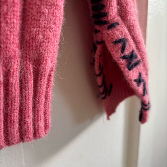 MNML Pink Cable Knit Cardigan with Embroidered Detail - Picture 4 of 5